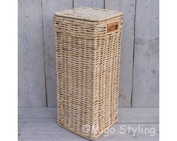 Migo Styling - Wasmand - Hoog - Smal - Met deksel - 31x31xH70 - Riet - Rotan - Naturel