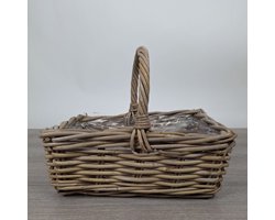MigoStyling - Hengselmand - Klein - Rotan - Plastic - Picknickmand - lectuur - plantenmandje