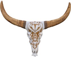 MigoStyling - Houten Buffel Kop - Decoratie - Schedel - Koe - Wanddecoratie - Bali - Ibiza Stijl - Handwerk