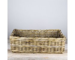 MigoStyling - Kastmand - Met Leren riem - Rotan - Grey - L 63xB40xH20 cm