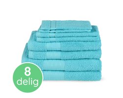 Mijn Badtextiel - Pakket Aqua Blauw 8-Delig - 2 Badlakens + 2 Handdoeken + 2 Gastendoekjes + 2 Washandjes - Hotel Kwaliteit - 100 % Katoen - 500 GSM - Handdoeken Set