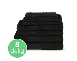 Mijn Badtextiel - Pakket Zwart 8-Delig - 2 Badlakens + 2 Handdoeken + 2 Gastendoekjes + 2 Washandjes - Hotel Kwaliteit - 100 % Katoen - 500 GSM - Handdoeken Set