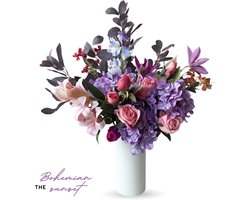 Mijn Bloem - Zijden Boeket - Paars/Roze met Rood - ± 80 cm - 14 stelen - Kunstbloemen - Nepbloemen - Valentijn & Moederdag Cadeau
