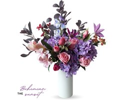 Mijn Bloem - Zijden Boeket - Paars/Roze met Rood - ± 80 cm - 15 stelen - Kunstbloemen - Nepbloemen - Valentijn & Moederdag Cadeau