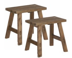 Mika Decorations Krukje - 2x - plantentafel - gerecycled hout - bruin - 38 x 28 x 34 cm