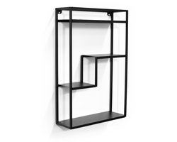 MIKA Wandrek / Keukenrek Metaal Zwart – Industrieel - 45 x 60 x 13 cm - Staal