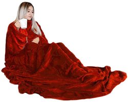 MikaMax Snugs Original Deluxe - Rood - XL - Fleece Deken - Met Mouwen - Plaid - Hoodie Deken - Anti-Pluis - 215 x 150 cm