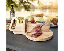 MikaMax Worst Guillotine - Worstsnijder - Worst Snijplank - Sausage Guillotine - Makkelijk Schoon Te Maken - RVS Mes - Bamboe - 30 x 19cm