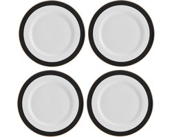 Mikasa Luxe Deco Chinese Eetborden, set van 4 grote borden met Art Deco Streep, 27cm | Luxe Eetborden voor 4 - geschenkverpakking en vaatwasmachinebestendig