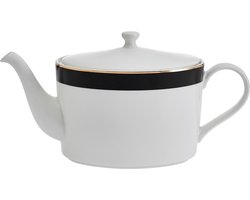 Mikasa Luxe Deco Chinese Theepot, grote 4-kops theepot met filter, 1.1L, Art Deco print en echt gouden details, vaatwasmachinebestendig