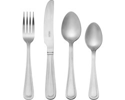Mikasa Portobello 16-delige roestvrijstalen bestekset, zilver bestek voor 4 personen, inclusief 4x messen, 4x vorken, 4x dessertlepels en 4x theelepels - vaatwasmachinebestendig