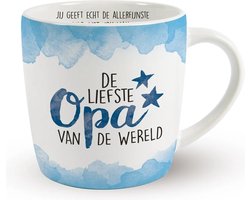 Miko Cadeau koffie/thee mok opa - wit/blauw - lieve opa - porselein