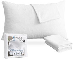Mila Home Kussenhoes Beschermer - 100% katoenen badstof - Ademend - Kussenhoes Model - Wit
