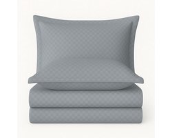 Mila Home Timeless Collection - Beddengoedset Dekbedovertrek - Grijs Geruit - Hotel Kwaliteit Katoen - 140x200 cm + 1 Kussenhoes 60x70 cm