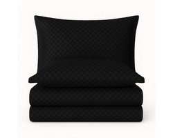 Mila Home Timeless Collection - Beddengoedset Dekbedovertrek -Zwart Dessin - 100% Katoen Ranforce - OEKO-TEX Gecertificeerd - 240x220 cm + 2 Kussenhoes 60x70 cm