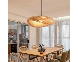 Mila Shop Boheemse hanglamp - Plafondlampen - Plafonniere - Bamboe - Rustieke lampenkap - Handgeweven - 40x25x20cm