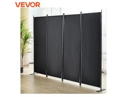 Mila Shop Kamerscherm - Paneelverdeler - Scheidingswand - Verstelbaar en Opvouwbaar - 4 panelen - Zwart