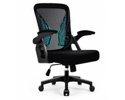 Milacyee Bureaustoel – Ergonomische Bureaustoel met Mesh Rugleuning – 90° Opklapbare Armleuningen – Verstelbare Lendensteun – Bureaustoel voor Volwassenen – Zwart
