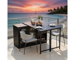 Milano 360° Uittrekbare Bartafel met Opbergruimte en Glazen Deuren – Zwart BB Casa Serena