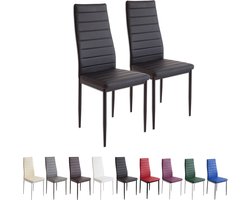 MILANO Eetkamerstoelen in Set van 2, Zwart - Gestoffeerde stoel met kunstleer bekleding - Modern stijlvol design aan de eettafel - Keukenstoel of eetkamerstoel met hoog draagvermogen tot 110kg