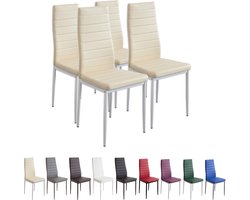 MILANO Eetkamerstoelen in Set van 4, Beige - Gestoffeerde stoel met kunstleer bekleding - Modern stijlvol design aan de eettafel - Keukenstoel of eetkamerstoel met hoog draagvermogen tot 110kg