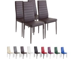 MILANO Eetkamerstoelen in Set van 4, Bruin - Gestoffeerde stoel met kunstleer bekleding - Modern stijlvol design aan de eettafel - Keukenstoel of eetkamerstoel met hoog draagvermogen tot 110kg