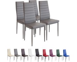 MILANO Eetkamerstoelen in Set van 4, Grijs - Gestoffeerde stoel met kunstleer bekleding - Modern stijlvol design aan de eettafel - Keukenstoel of eetkamerstoel met hoog draagvermogen tot 110kg