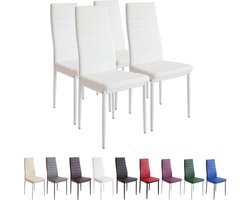 MILANO Eetkamerstoelen in Set van 4, Wit - Gestoffeerde stoel met kunstleer bekleding - Modern stijlvol design aan de eettafel - Keukenstoel of eetkamerstoel met hoog draagvermogen tot 110kg