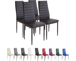 MILANO Eetkamerstoelen in Set van 4, Zwart - Gestoffeerde stoel met kunstleer bekleding - Modern stijlvol design aan de eettafel - Keukenstoel of eetkamerstoel met hoog draagvermogen tot 110kg