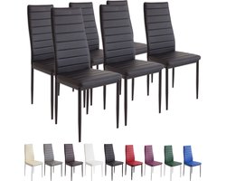 MILANO Eetkamerstoelen in Set van 6, Zwart - Gestoffeerde stoel met kunstleer bekleding - Modern stijlvol design aan de eettafel - Keukenstoel of eetkamerstoel met hoog draagvermogen tot 110kg