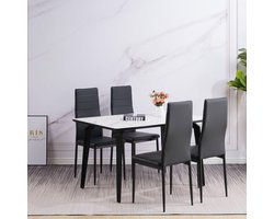 Milano Luxe Leren Eetkamerstoelen – Set van 6 Zwarte Stoelen 43 x 42 x 98 cm – Comfortabele Stoelen met Stevig Metaal Frame voor Eetkamer, Woonkamer en Restaurant – Novihome