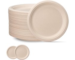 Milieuvriendelijke Papieren Borden 7 Inch - Ideaal voor Feestjes, Picknicks en Barbecues - Set van 100 Stuks