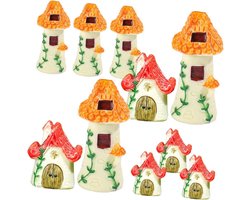 Milisten 14 Stuks Miniatuur Resin Huisjes Realistische Micro-landschap Decoratie Duurzame Handgemaakte Miniatuur Ornamenten voor Thuis
