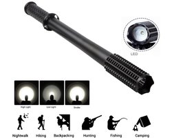 Militair zaklamp met LED verlichting 46 cm | XL formaat | IPX66 waterdicht | aluminiumlegering zwart | multifunctionele waterdichte led | Inbreekbeveiliging | Veiligheid | knuppel vorm | Inbrekers | zelfverdediging | Tactische zaklamp