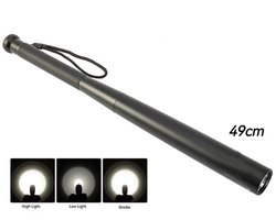 Militaire Zaklamp-Zaklamp led 49 CM- LED verlichting -Honkbalknuppel - 10 W -Tachtische zaklamp-Knuppel zaklamp- Waterdicht-outdoor-zwart