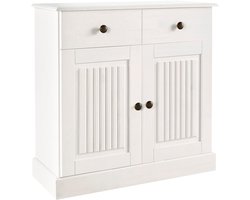 Mille - Dressoir met 2 deuren en 1 lade in wit gelakt grenen (80 x 80 x 35 cm)