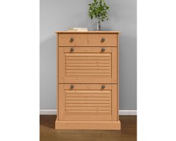 Mille - Schoenenkist met 2 klepdeuren 1 lade in grenen natuur (105 x 75 x 25 cm)