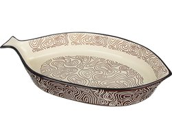 Millimi Keramische Ovenschaal - Saladeschaal - Vis design 31 x 16 cm - Bruin