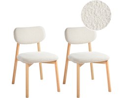 MILLS - Eetkamerstoel set van 2 - Lichthout/Lichtbeige - Rubberhout