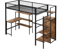 Milova Hoogslaper - Stapelbed - Met bureau - 140x200 - Bed voor kinderen en volwassenen - Slaapkamer - Logeerkamer - Zonder matras