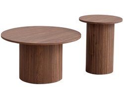 Milova Ronde salontafels - Scandinavisch - Massief hout - Donkerbruin - Salontafel set - Woonkamer - Meubels - Japandi style - Interieur - Tafels
