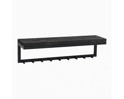 Milton kapstok met plank – 10 haken – 100 × 25 × 18 cm – hout en staal – Wibema