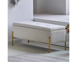 Milton & Oldbrook Bouclé Hocker Sintra Off White