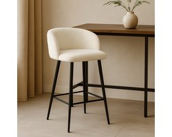 Milton & Oldbrook Bouclé Lage Barkruk Budapest Off White - Zwart