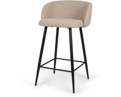 Milton & Oldbrook Bouclé Lage Barkruk Budapest Taupe - Zwart