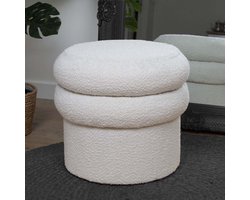 Milton & Oldbrook Bouclé Poef Ø 40 cm Patos Wit