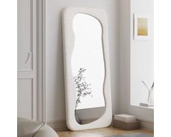 Milton & Oldbrook Bouclé Staande Spiegel 77 x 180 cm Bilbao Wit