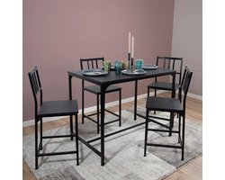 Milton & Oldbrook Eetkamerset 5-delig Bob Zwart - Bartafel Met 4 Hoge Stoelen