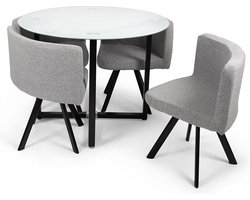 Milton & Oldbrook Eetkamerset 5-delig Sofia - Eettafel Met 4 Stoelen Marmer Wit