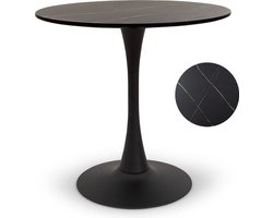 Milton & Oldbrook Eettafel Ø 80 cm Prague Marmerlook Zwart